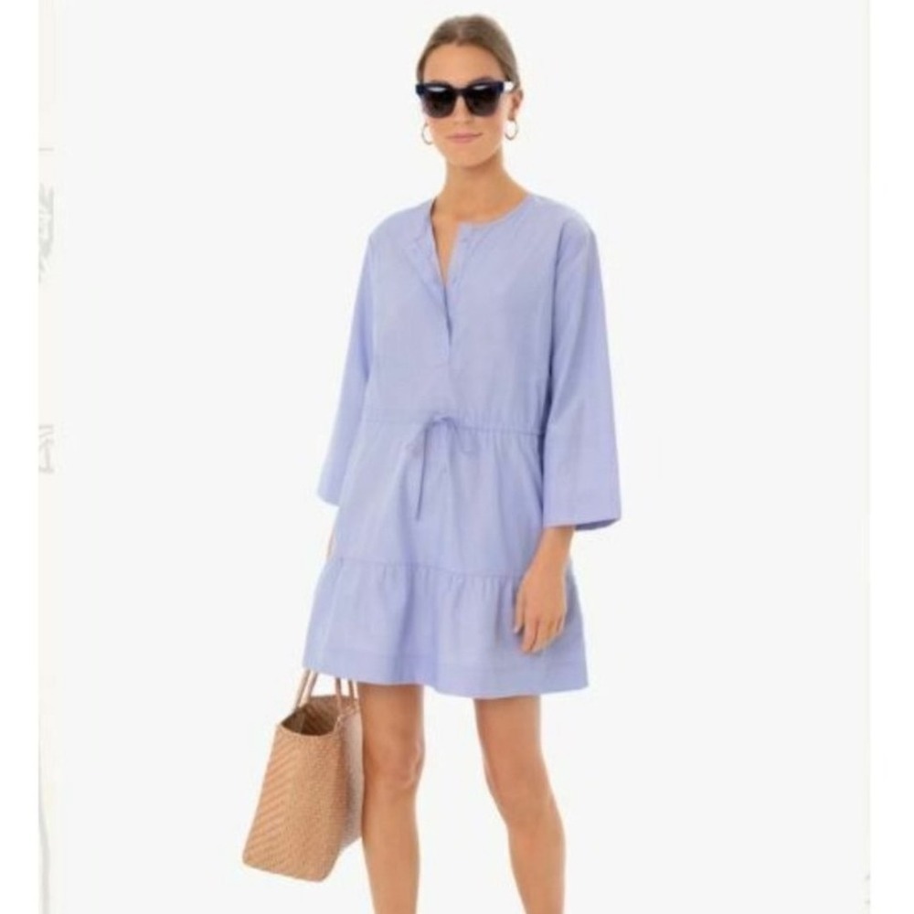 Tuckernuck Pomander Place‎ women's S Blue Lucy tiered mini Dress 3/4 Sleeve